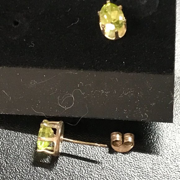 Sterling Silver Peridot Post Earrings - Picture 2 of 16